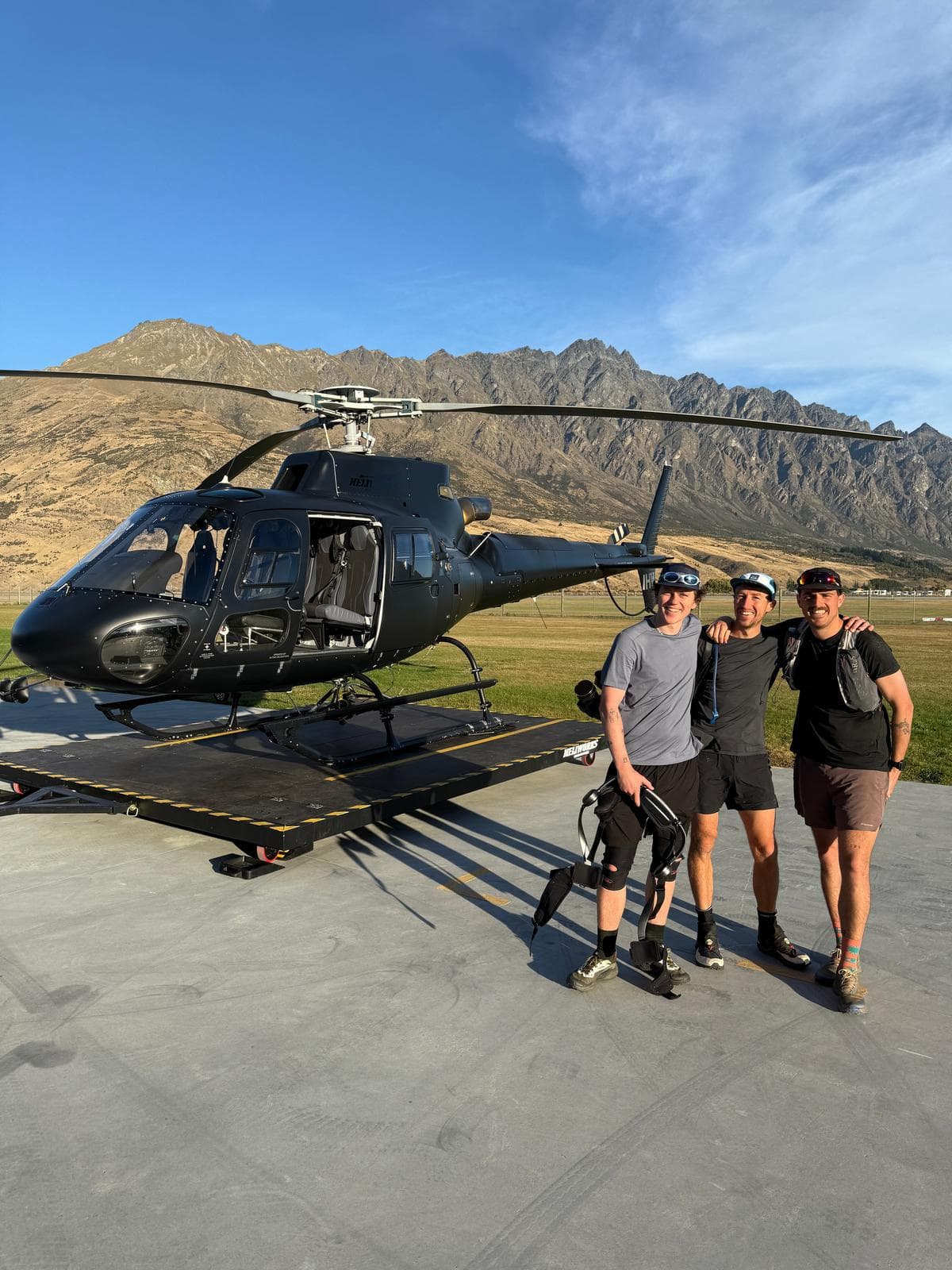 Ben and friends by the helicopter